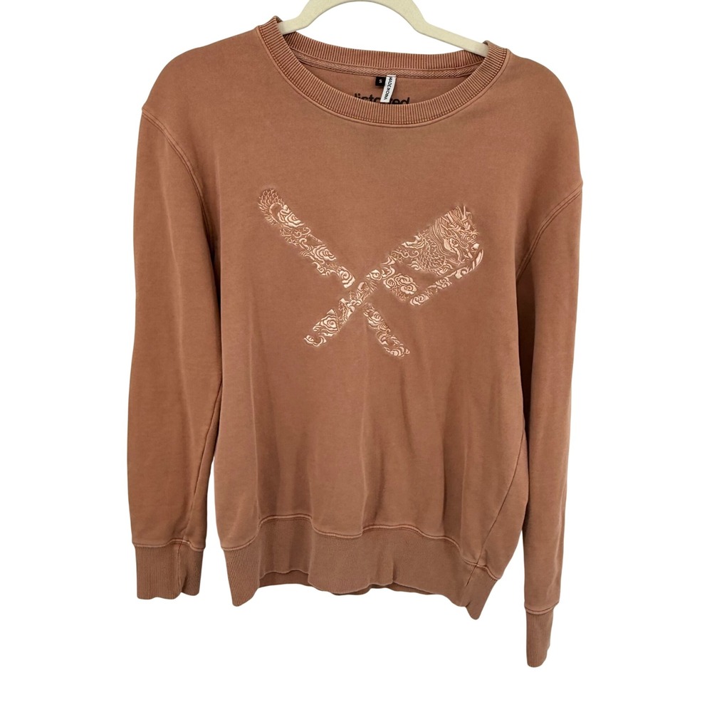 Distorted People Sweatshirt Mens S Terracotta Butcher Blade Graphic Crewneck